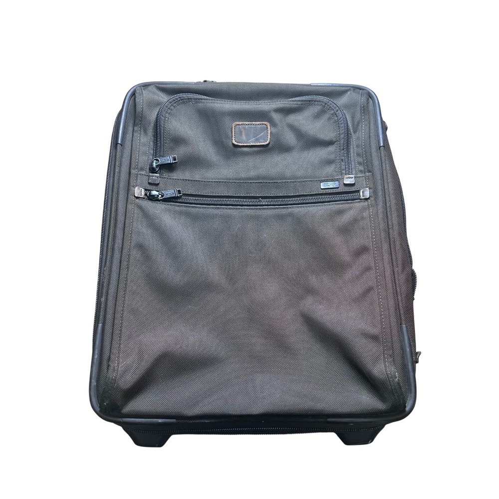 Tumi Alpha Olive Brown Ballistic Nylon Rolling Carry On Suitcase Luggage 18x14x8